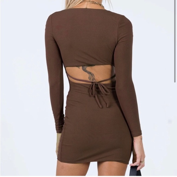 Princess Polly Nolan Mini Dress Brown - Picture 2 of 3